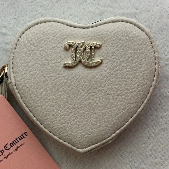 Juicy Couture Cream Heart Wristlet Coinpurse - Picture 1 of 9